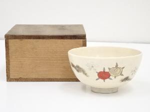 京焼　作家物　色絵草花茶碗（保護箱）